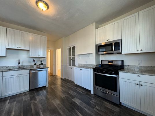 Interior, Kitchen, Stainless Steel Appliances, Wood Texture Flooring