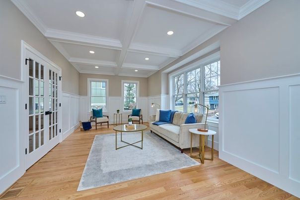 Interior, Living room, Recessed Lighting, Wood Texture Flooring
