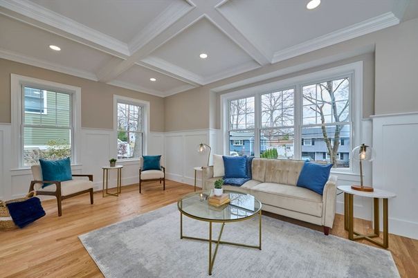 Interior, Living room, Recessed Lighting, Wood Texture Flooring