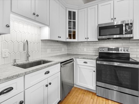 Interior, Kitchen, Stainless Steel Appliances, Wood Texture Flooring