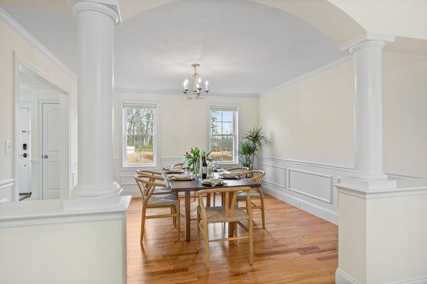 Chandelier, Dining room, Interior, Wood Texture Flooring
