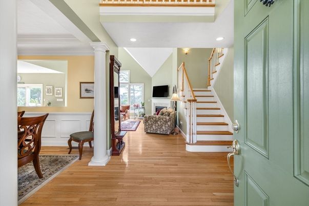 Fireplace, Interior, Recessed Lighting, Wood Texture Flooring