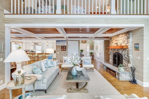 Fireplace, Interior, Living room, Stone Walls, Wood Texture Flooring