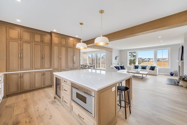Interior, Kitchen, Living room, Pendant Lights, Recessed Lighting, Wood Texture Flooring