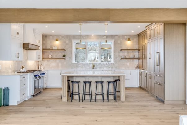 Interior, Kitchen, Pendant Lights, Recessed Lighting, Wood Texture Flooring