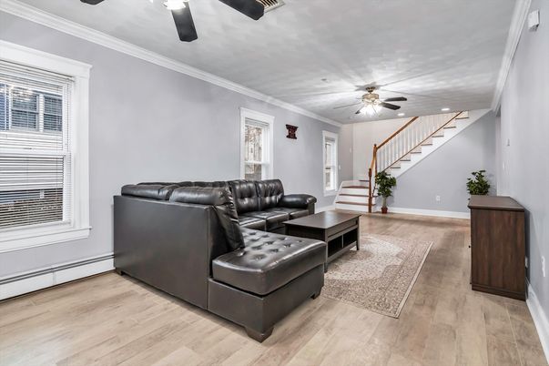Interior, Living room, Recessed Lighting, Wood Texture Flooring