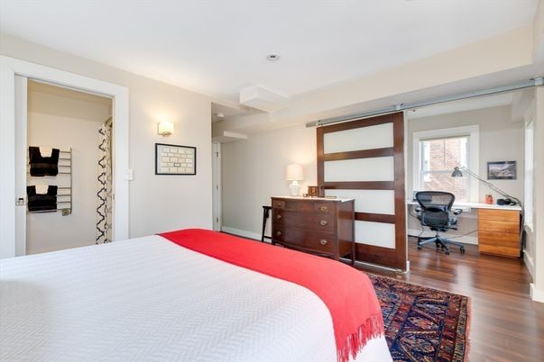 Bedroom, Home Office, Interior, Recessed Lighting, Wood Texture Flooring