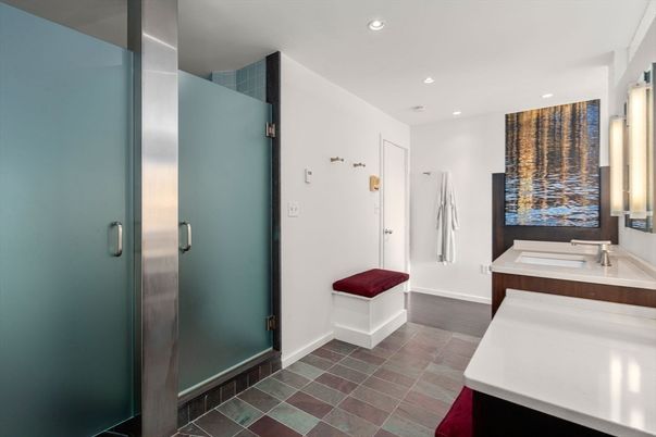 Bathroom, Glass Shower, Interior, Recessed Lighting