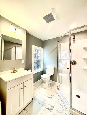 Bathroom, Glass Shower, Interior, Marble