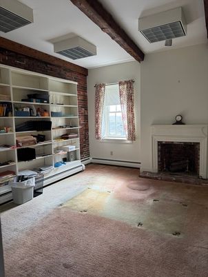 Empty room, Fireplace, Interior, Wooden Beams