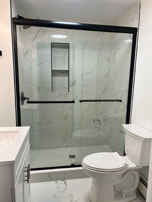 Bathroom, Glass Shower, Interior, Marble, Marble Walls