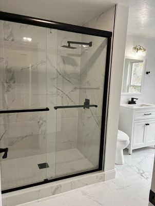Bathroom, Glass Shower, Interior, Marble, Marble Walls