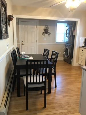 Dining room, Interior, Washer, Wood Texture Flooring