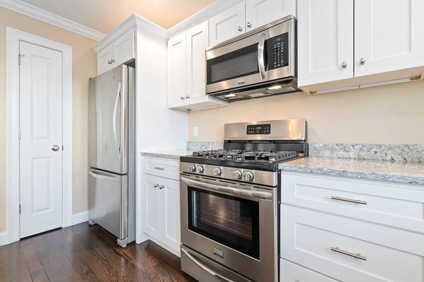 Interior, Kitchen, Stainless Steel Appliances, Wood Texture Flooring