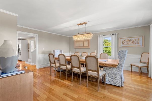 Chandelier, Dining room, Interior, Wood Texture Flooring