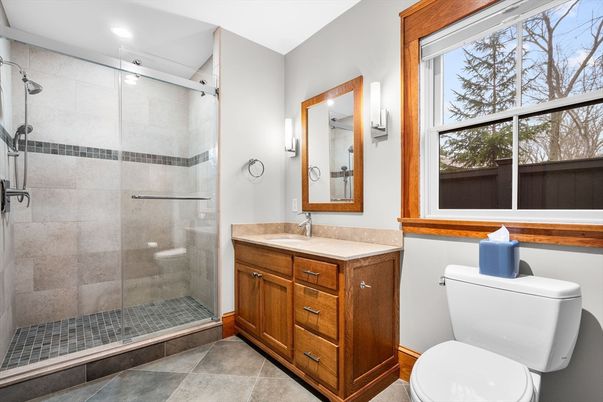 Bathroom, Glass Shower, Interior, Recessed Lighting