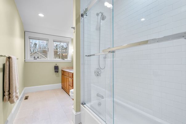 Bathroom, Glass Shower, Interior, Recessed Lighting