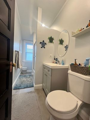 Bathroom, Interior, Recessed Lighting, Wood Texture Flooring