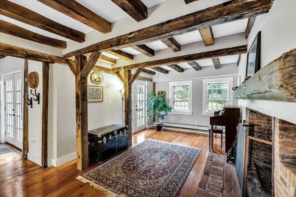 Fireplace, Interior, Wooden Beams, Wood Texture Flooring