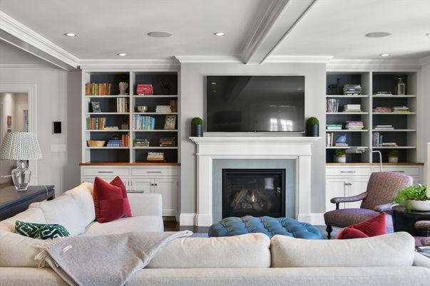 Fireplace, Interior, Living room, Recessed Lighting