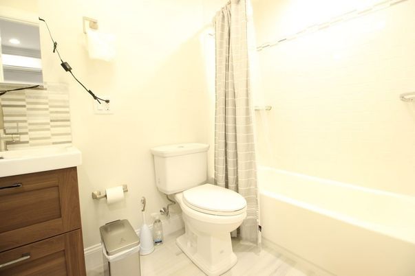 Bathroom, Interior, Recessed Lighting, Wood Texture Flooring