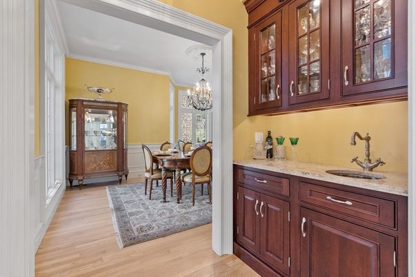 Chandelier, Dining room, Interior, Wood Texture Flooring