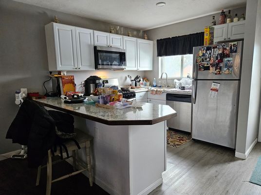 Interior, Kitchen, Recessed Lighting, Wood Texture Flooring