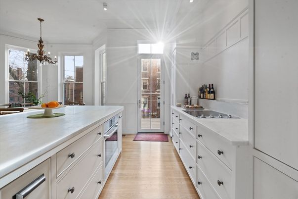 Chandelier, Interior, Kitchen, Recessed Lighting, Wood Texture Flooring