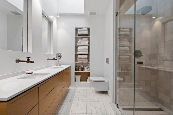 Bathroom, Dual Sink Vanities, Glass Shower, Interior