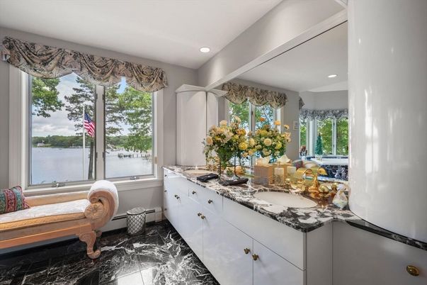 Bathroom, Dual Sink Vanities, Interior, Marble, Recessed Lighting, Water