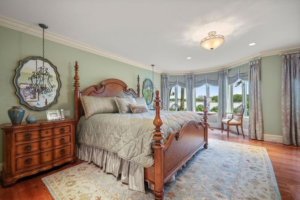 Bedroom, Interior, Pendant Lights, Recessed Lighting, Wood Texture Flooring