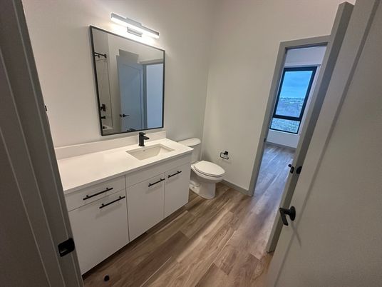 Bathroom, Dual Sink Vanities, Interior, Wood Texture Flooring
