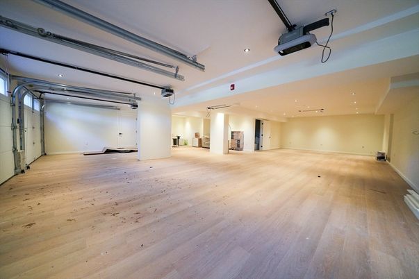 Garage, Interior, Recessed Lighting, Wood Texture Flooring
