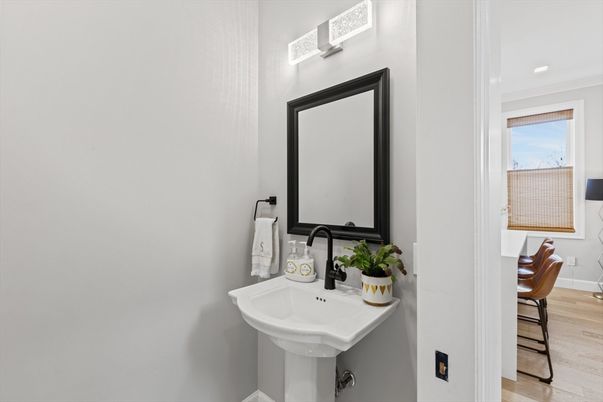 Bathroom, Interior, Recessed Lighting, Wood Texture Flooring