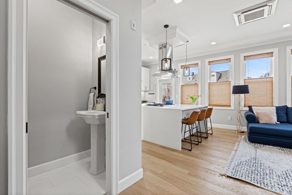 Interior, Kitchen, Pendant Lights, Recessed Lighting, Wood Texture Flooring