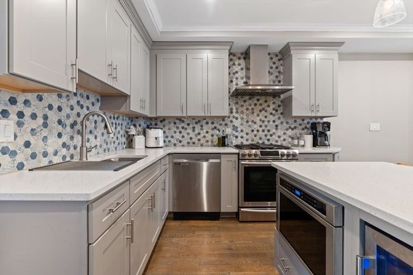 Interior, Kitchen, Stainless Steel Appliances, Wood Texture Flooring