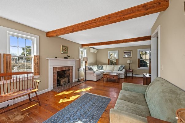 Fireplace, Interior, Living room, Wooden Beams, Wood Texture Flooring