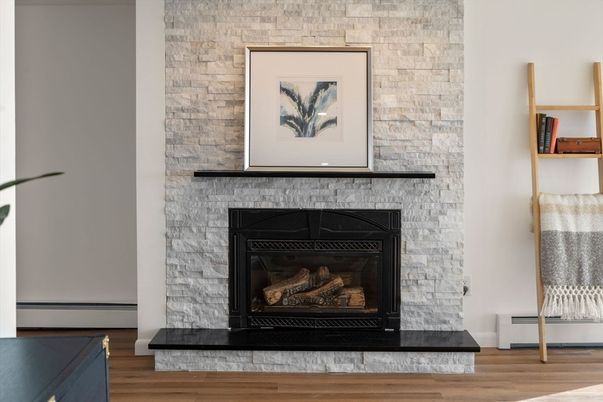 Fireplace, Interior, Stone Walls, Wood Texture Flooring
