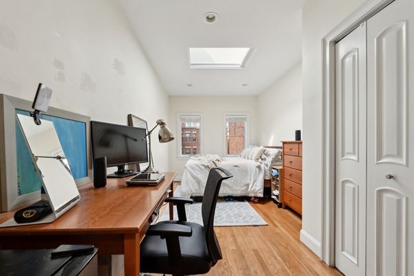 Bedroom, Home Office, Interior, Recessed Lighting, Wood Texture Flooring