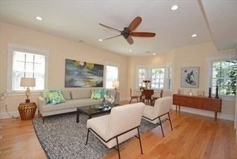 Dining room, Interior, Living room, Recessed Lighting, Wood Texture Flooring