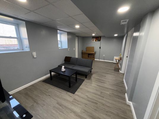 Interior, Living room, Recessed Lighting, Wood Texture Flooring