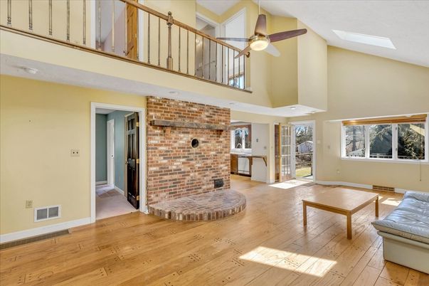 Fireplace, Interior, Stone Walls, Wood Texture Flooring