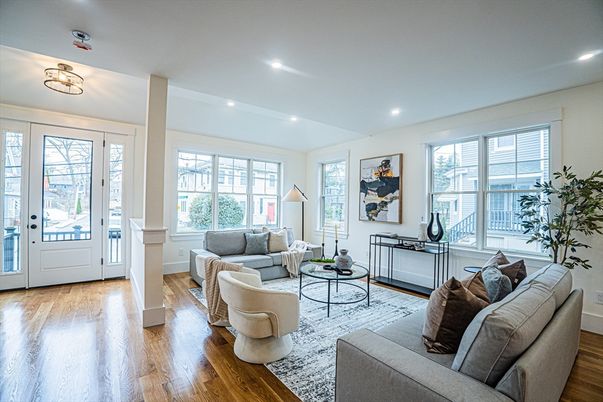 Interior, Living room, Recessed Lighting, Wood Texture Flooring