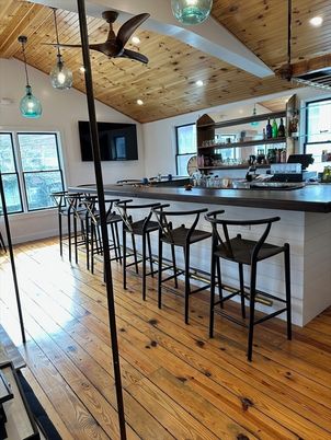 Interior, Kitchen, Pendant Lights, Recessed Lighting, Wooden Ceilings, Wood Texture Flooring
