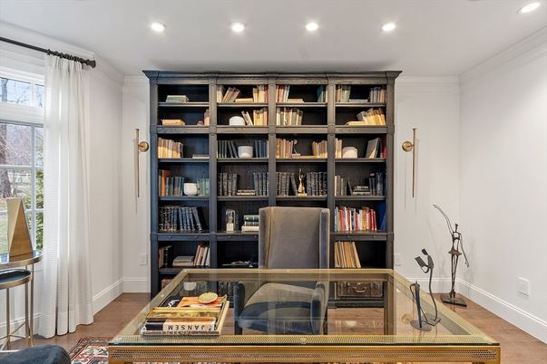 Home Office, Interior, Recessed Lighting, Wood Texture Flooring