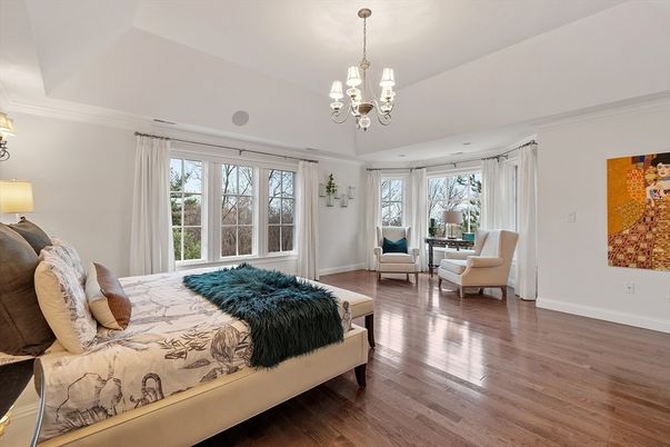 Bedroom, Chandelier, Interior, Wood Texture Flooring