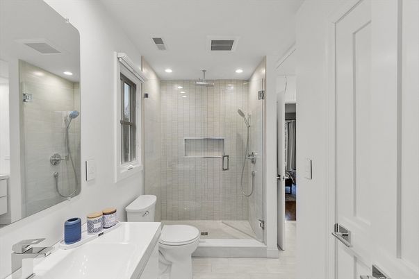 Bathroom, Glass Shower, Interior, Recessed Lighting