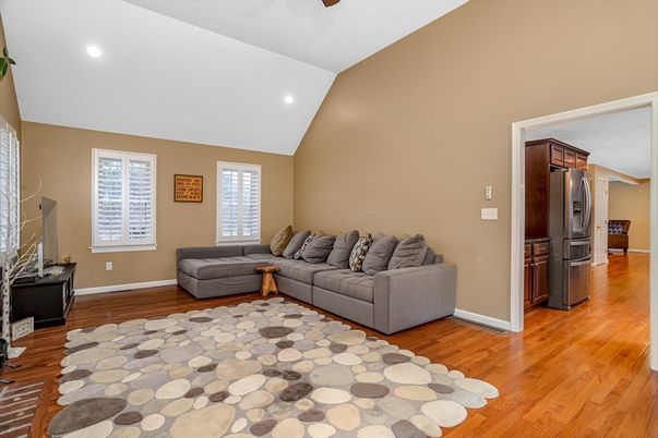 Interior, Kitchen, Living room, Recessed Lighting, Stainless Steel Appliances, Wood Texture Flooring