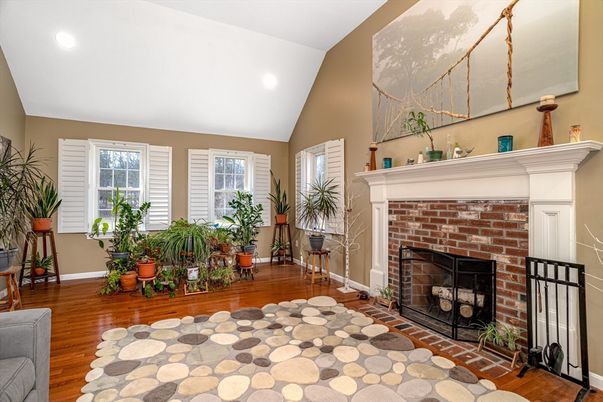 Fireplace, Interior, Recessed Lighting, Wood Texture Flooring