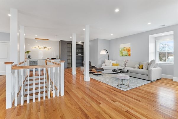 Interior, Living room, Recessed Lighting, Wood Texture Flooring